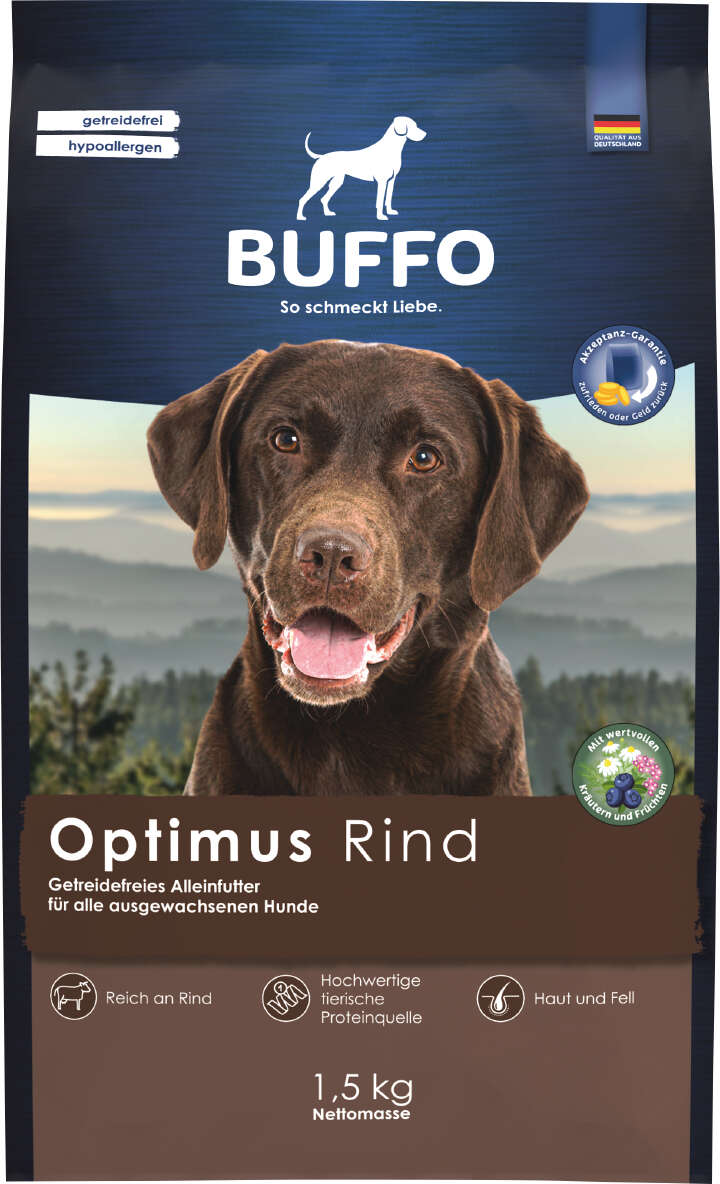 BUFFO Hunde-Trockenfutter Optimus getreidefrei Rind